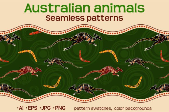 10 Australian Animals Seamless Patterns