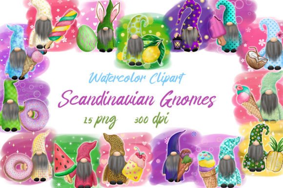 Bringing Nordic Charm to Life with Watercolor Clipart Scandinavian Gnomes