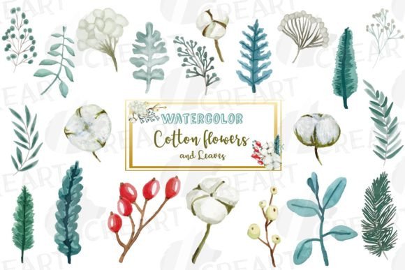 Cotton Bolls & Fir Branch Autumn Art