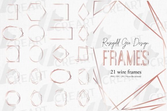 Elevating Design with the Rose Gold Geometric Frames Clip Art Pack