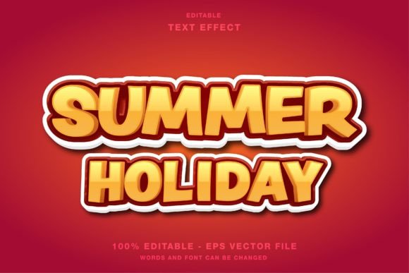 Summer Holiday Cartoon Comic Text Effect